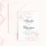 Elegant Floral Wedding Kaart<br><div class="desc">Deze  Floral Blush Pink Wedding Invitation kenmerkt romantische roos botanische stoffen,  manuscriptnamen en klassiek type. De zachte bloemen maken dit vrouwelijk maar niet overdreven. Ideaal voor een  geïnspireerde bruiloft,  een buitentuinbruiloft of een klassieke,  tijdloze bruiloft. Klik de Edit knoop om dit ontwerp aan te passen.</div>