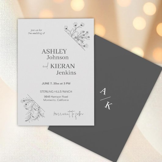 Elegant Floral Wedding Kaart