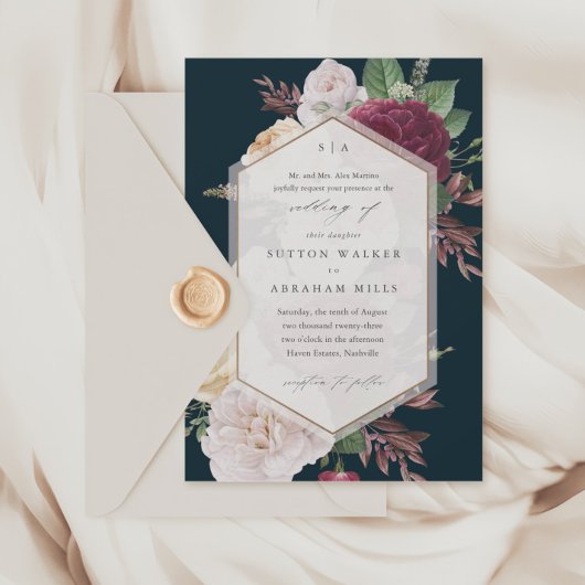 Elegant Floral Wedding Kaart
