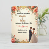 Elegant Floral Wedding Kaart (Staand voorkant)