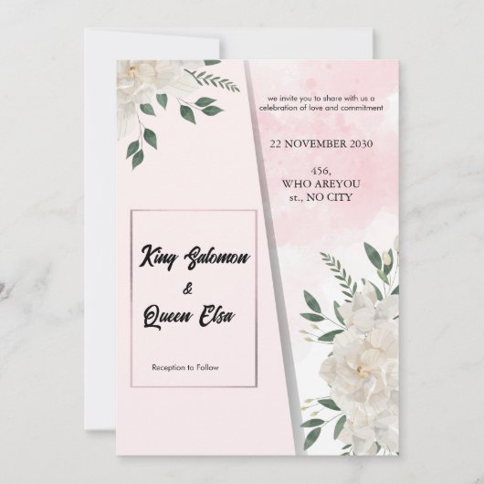 Elegant Floral Wedding Kaart (Voorkant)