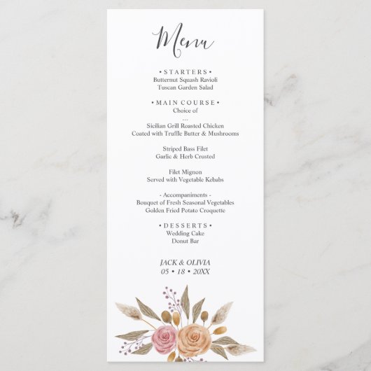 Elegant Floral Wedding Menu (Voorkant)