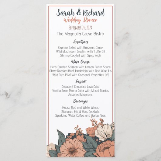 Elegant Floral Wedding Menu (Voorkant)