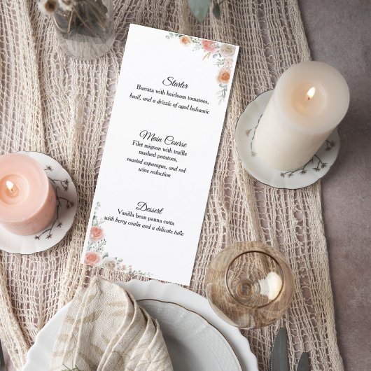 Elegant Floral Wedding Menu Card