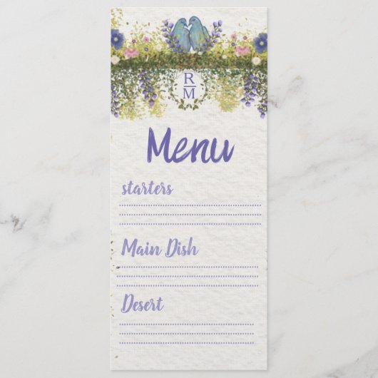 Elegant Floral Wedding Menu Card 4x9. 5 (Voorkant)