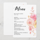 Elegant Floral Wedding Menu Pearls Lace (Voorkant / Achterkant)