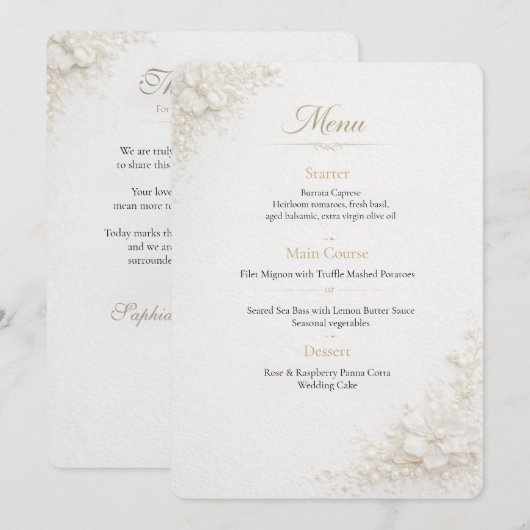 Elegant Floral Wedding Menu Template  (Voorkant / Achterkant)