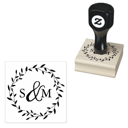 Elegant Floral Wedding Monogram Rubberstempel (Gestempeld)