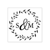 Elegant Floral Wedding Monogram Rubberstempel (Afrduk)