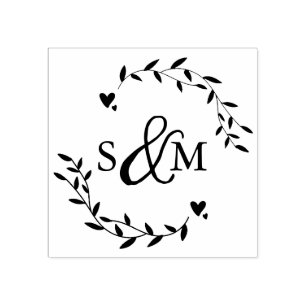 Elegant Floral Wedding Monogram Rubberstempel