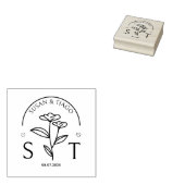 Elegant Floral Wedding Monogram Rubberstempel (Gestempeld)