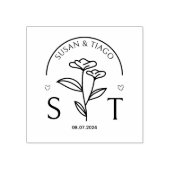 Elegant Floral Wedding Monogram Rubberstempel (Afrduk)