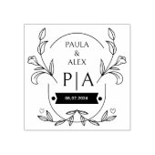 Elegant Floral Wedding Monogram Rubberstempel (Afrduk)