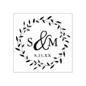 Elegant Floral Wedding Monogram Rubberstempel (Afrduk)