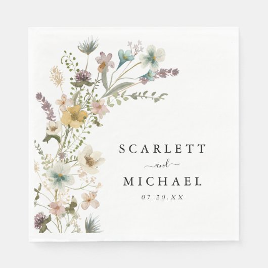 Elegant Floral Wedding Napkins Servet (Voorkant)