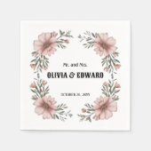 Elegant Floral Wedding Napkins Servet (Voorkant)