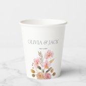 Elegant Floral Wedding Papieren Bekers (Achterkant)