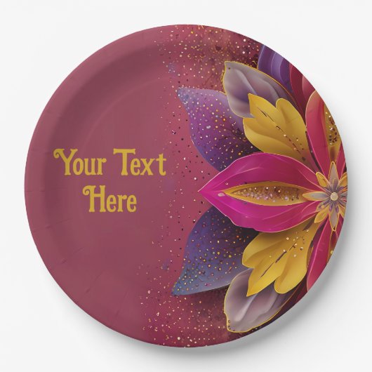 Elegant Floral Wedding Papieren Bordje (Voorkant)