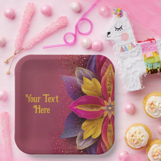 Elegant Floral Wedding Papieren Bordje (Feest)