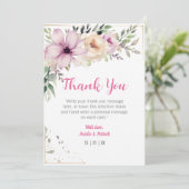 Elegant Floral Wedding Pastel Schilderen Botanisch Bedankkaart (Staand voorkant)