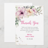 Elegant Floral Wedding Pastel Schilderen Botanisch Bedankkaart (Voorkant / Achterkant)
