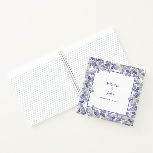 Elegant Floral Wedding Periwinkle Chic Guest Book Notitieboek (Binnen)