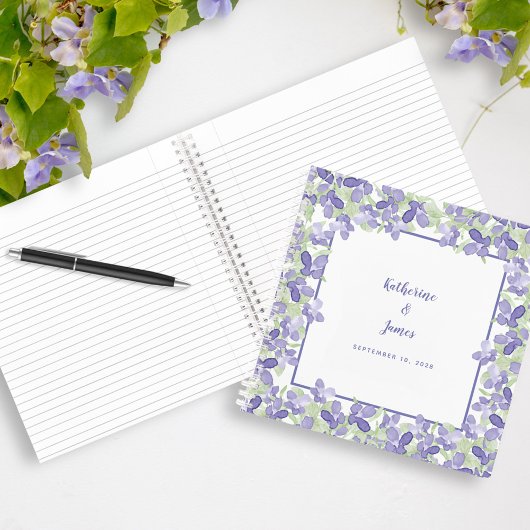 Elegant Floral Wedding Periwinkle Chic Guest Book Notitieboek