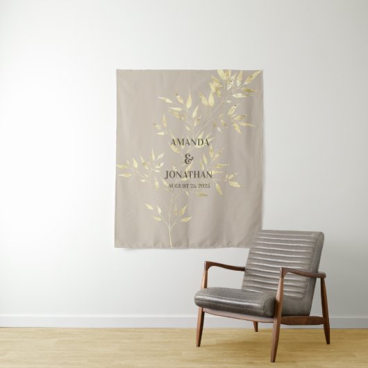 Elegant Floral Wedding Photo Booth Backdrop Wandkleed (In situ)