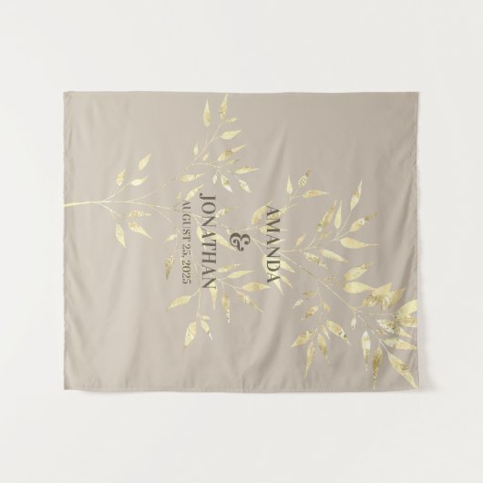 Elegant Floral Wedding Photo Booth Backdrop Wandkleed (Voorkant (horizontaal))