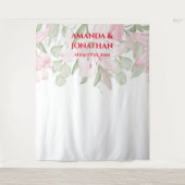 Elegant Floral Wedding Photo Booth Backdrop Wandkleed (Voorkant)