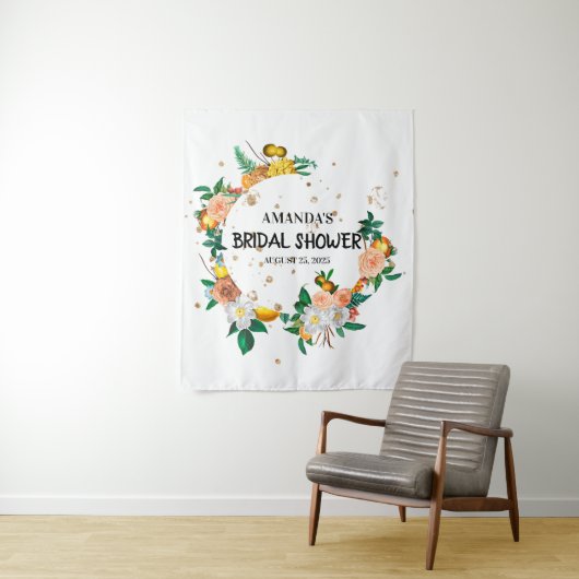 Elegant Floral Wedding Photo Booth Backdrop Wandkleed (In situ)