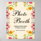 Elegant Floral Wedding Photo Booth Sign Poster (Voorkant)
