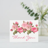 Elegant Floral Wedding Pink Rose Bedankt Briefkaart (Staand voorkant)