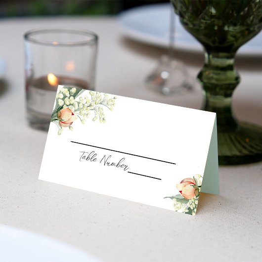 Elegant Floral Wedding Place Card Kaart