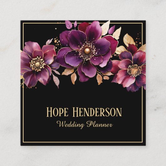 Elegant Floral Wedding Planner Visitekaartje (Voorkant)