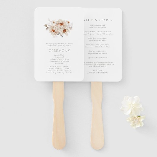 Elegant Floral Wedding Program Handwaaier (Voorkant en achterkant)