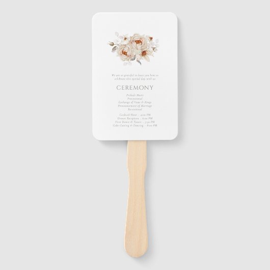 Elegant Floral Wedding Program Handwaaier (Voorkant)