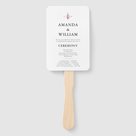 Elegant Floral Wedding Program Handwaaier (Voorkant)