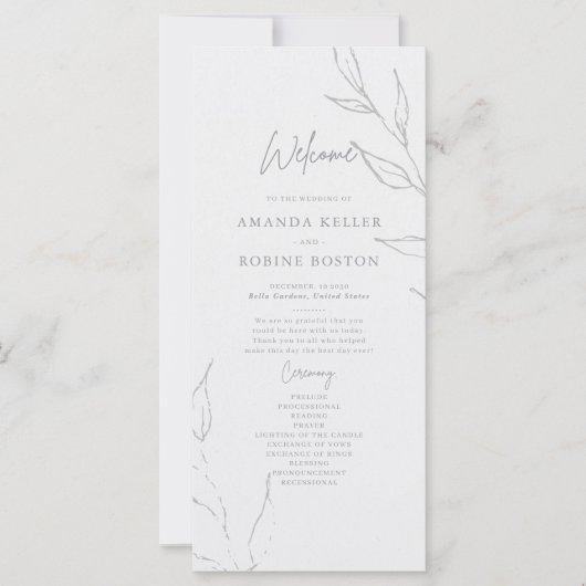 Elegant Floral Wedding Programme (Voorkant)