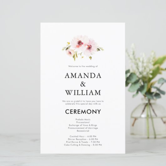 Elegant Floral Wedding Programme (Staand voorkant)