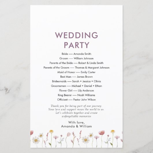 Elegant Floral Wedding Programme (Achterkant)