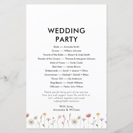 Elegant Floral Wedding Programme (Achterkant)