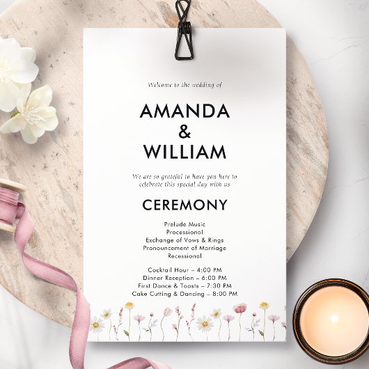 Elegant Floral Wedding Programme