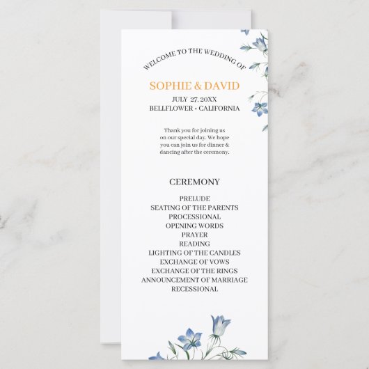 Elegant Floral Wedding Programme (Voorkant)
