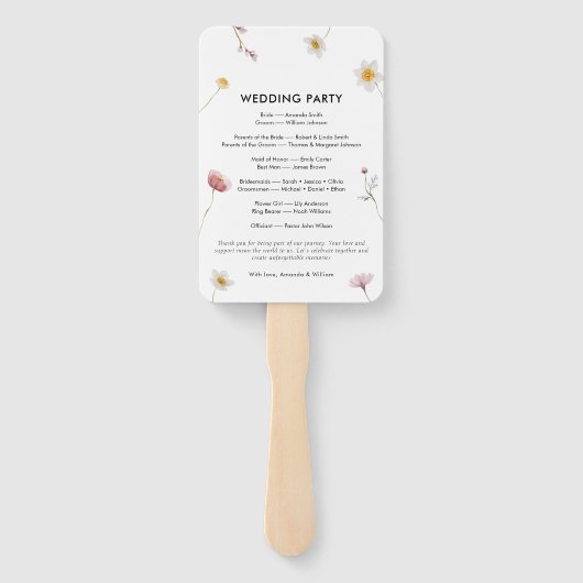 Elegant Floral Wedding Programme Handwaaier (Achterkant)