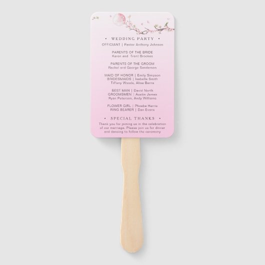 Elegant Floral Wedding Programme Handwaaier (Achterkant)