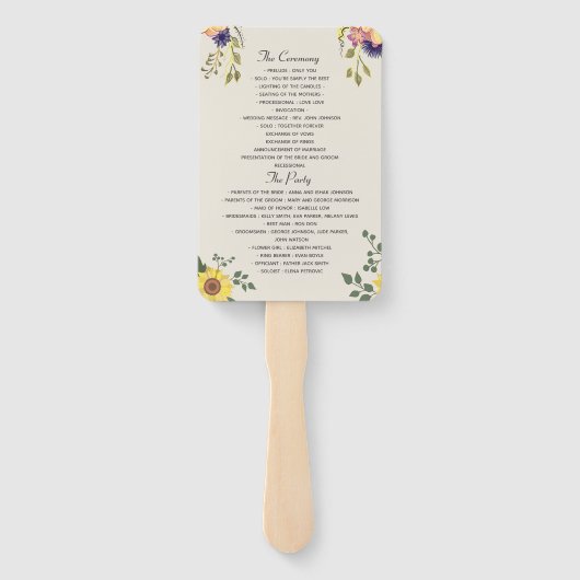Elegant Floral Wedding Programme Handwaaier (Achterkant)