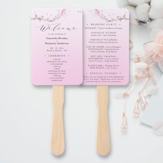 Elegant Floral Wedding Programme Handwaaier