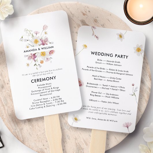 Elegant Floral Wedding Programme Handwaaier