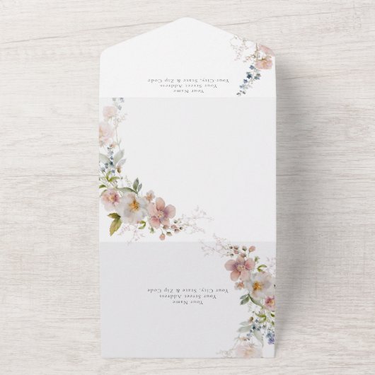 Elegant Floral Wedding QR Code All In One Uitnodiging (Buitenkant)